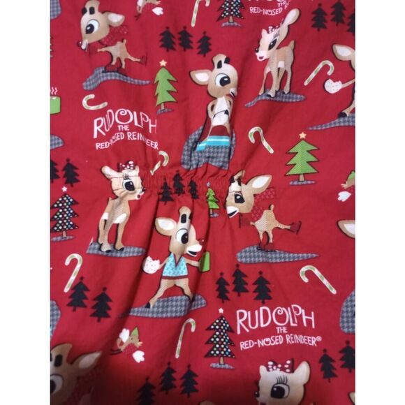 Rudolph Scrub Top Ladies Medium Red‎ V-Neck - Picture 5 of 7